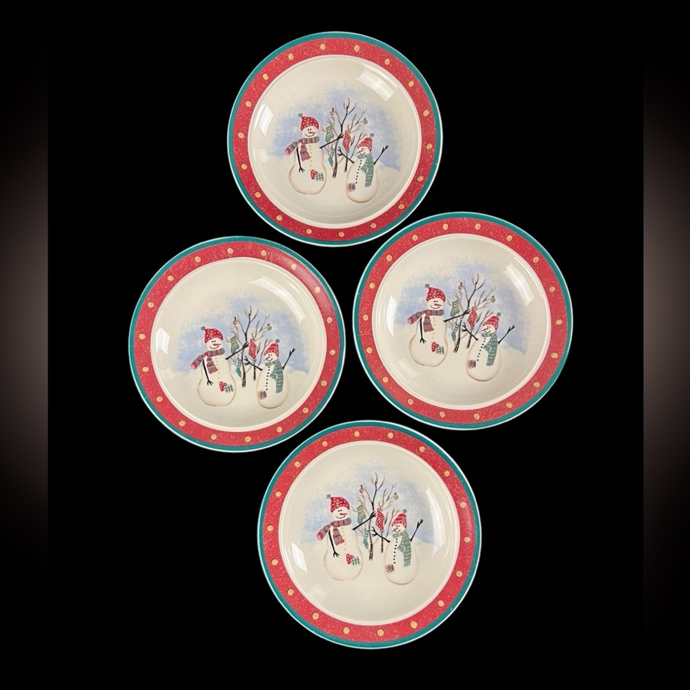 Royal Seasons Stoneware Snowman Dessert Or Salad Plate 6’5” Set Of 4